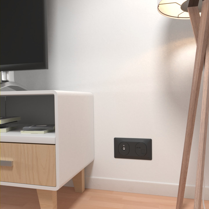 Ovalis - Prise Tv Simple - Anthracite