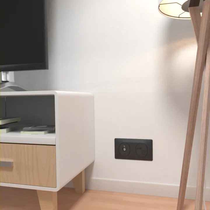 Ovalis - Prise Tv Simple - Anthracite