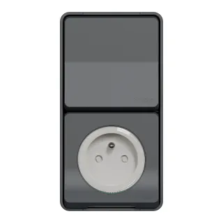 Mureva Styl - Prise Courant 2P+T+Va Et Vient Verti. - Saillie - Ip55 Ik08 - Gris