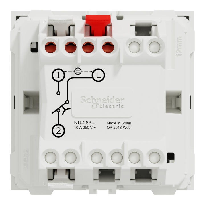 Unica - Commande À Carte No/Nf - 10A - 2 Modules - Blanc - Mécanisme Seul