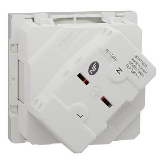 Unica - prise 2P+T - FR - 45° - raccord rapide traversant - Blanc - méca seul