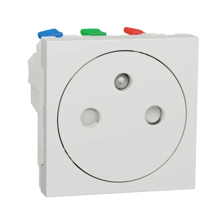 Unica - Prise 2P+T - Fr - 90° - Affleurant - Raccord Rapide - Blanc - Méca Seul