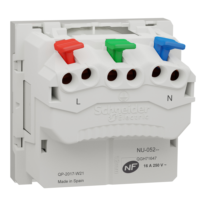 Unica - prise 2P+T - FR - 90° - affleurant - raccord rapide - Blanc - méca seul