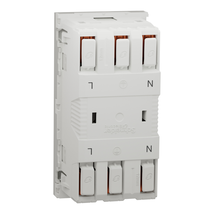 Unica - prise double 2P+T - FR - 45° - connexion rapide - Blanc - méca seul