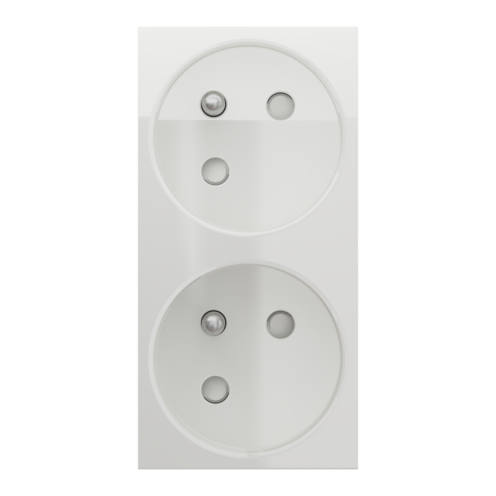 Unica - prise double 2P+T - FR - 45° - connexion rapide - Blanc - méca seul