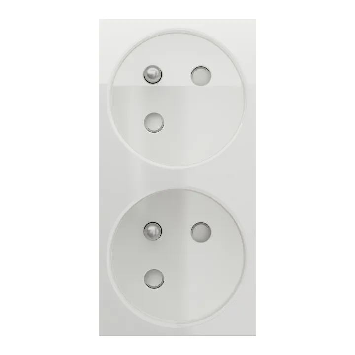 Unica - Prise Double 2P+T - Fr - 45° - Connexion Rapide - Blanc - Méca Seul