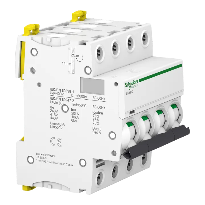 Acti9 Ic60N - Disjoncteur - 4P - 16A - Courbe C - 400Vca - 6000A/10Ka