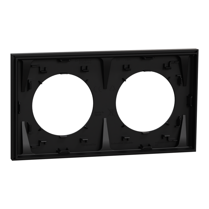 Odace - plaque de finition 2 postes - couleur Noir onyx