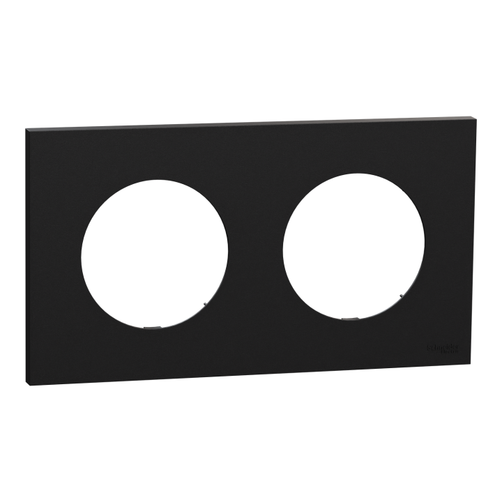 Odace - plaque de finition 2 postes - couleur Noir onyx