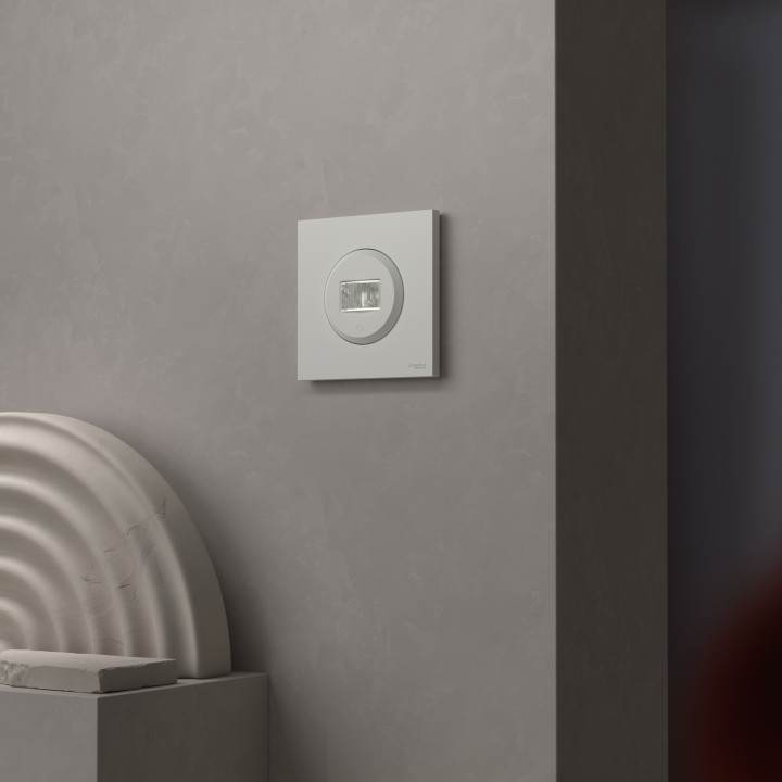 Odace - plaque de finition 1 poste - couleur Blanc craie