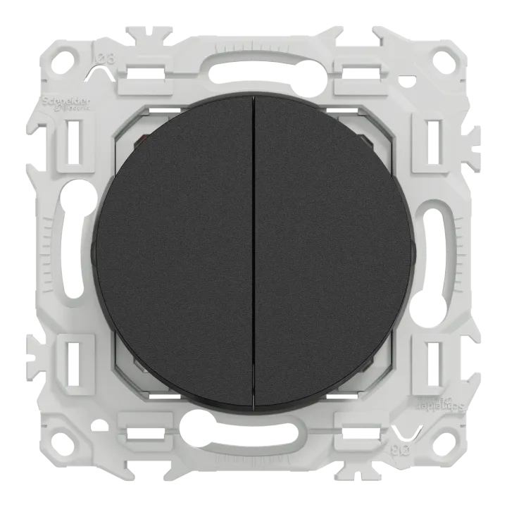 Odace - Double Va-Et-Vient Ou Poussoir - 10Ax - Noir Onyx