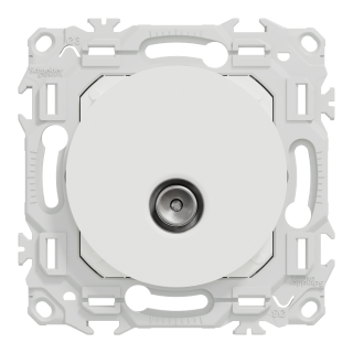 Odace - Prise Tv Simple Mâle - Sortie Coaxiale - Blanc Craie