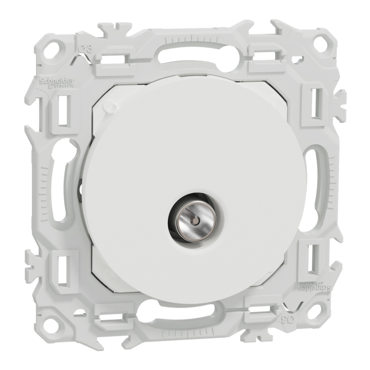 Odace - prise TV simple mâle - sortie coaxiale - blanc craie