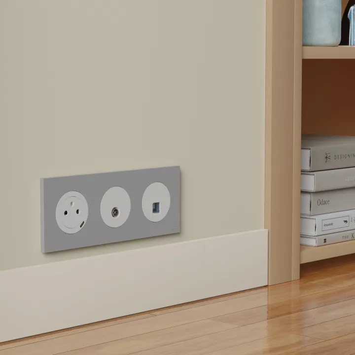 Odace - Prise Tv Simple Mâle - Sortie Coaxiale - Blanc Craie