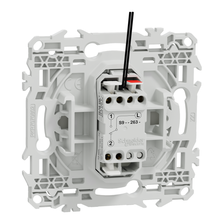 Odace - va-et-vient ou poussoir lumineux LED verte 0,15mA - 10AX - blanc craie