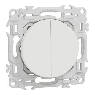 Odace - double va-et-vient ou poussoir - 10AX - blanc craie