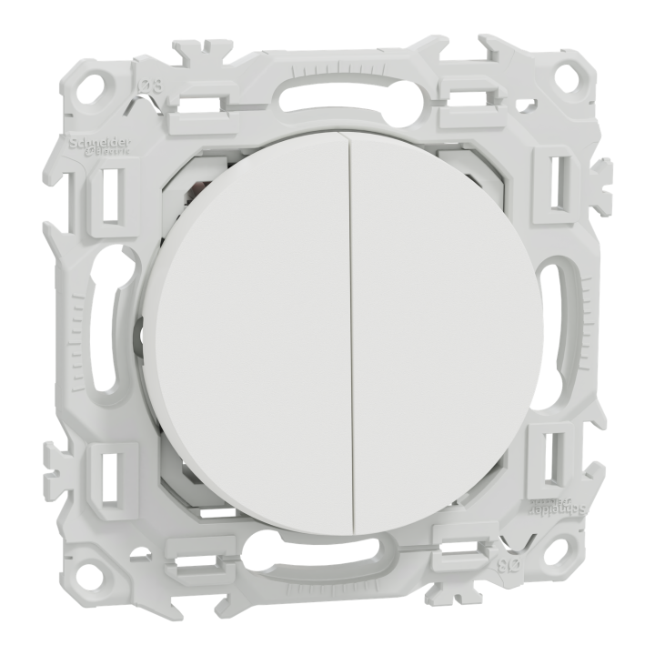 Odace - double va-et-vient ou poussoir - 10AX - blanc craie