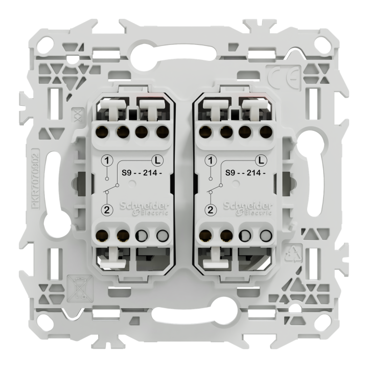 Odace - double va-et-vient ou poussoir - 10AX - blanc craie
