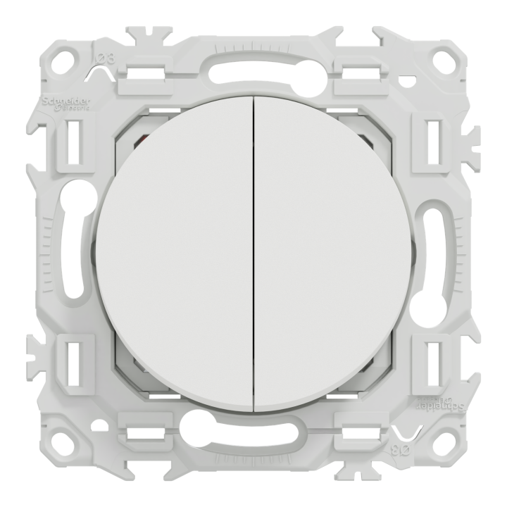 Odace - double va-et-vient ou poussoir - 10AX - blanc craie