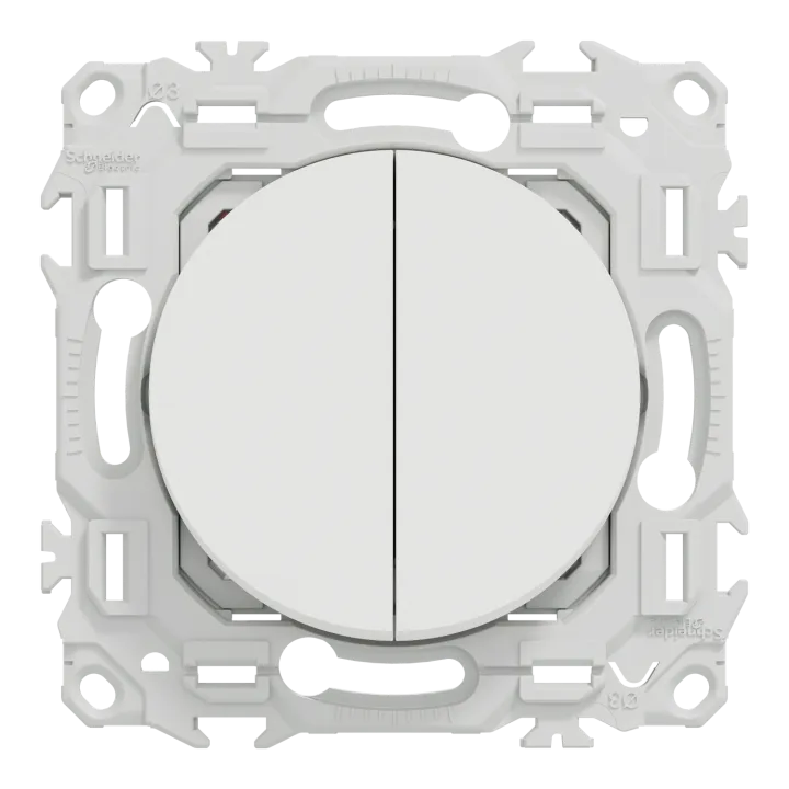 Odace - Double Va-Et-Vient Ou Poussoir - 10Ax - Blanc Craie