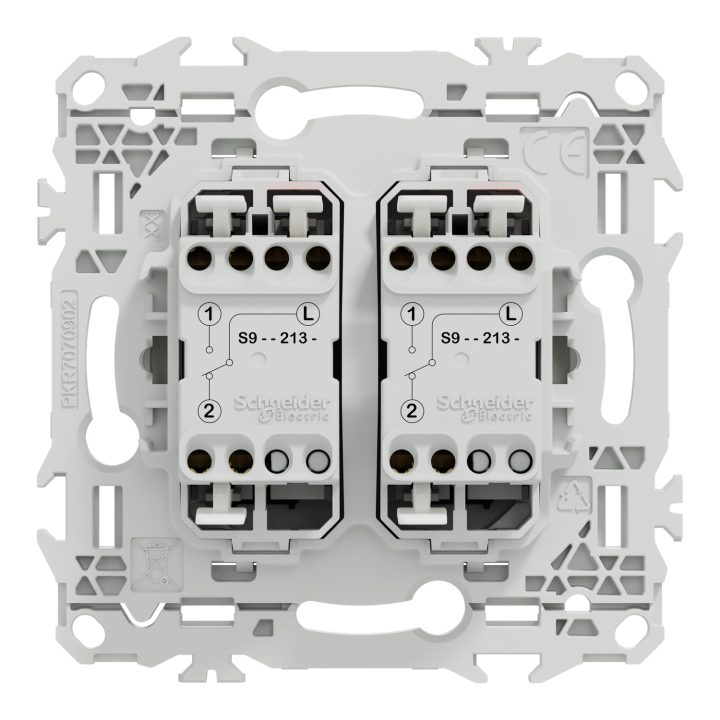 Odace - double va-et-vient ou poussoir à levier - 10AX - blanc craie