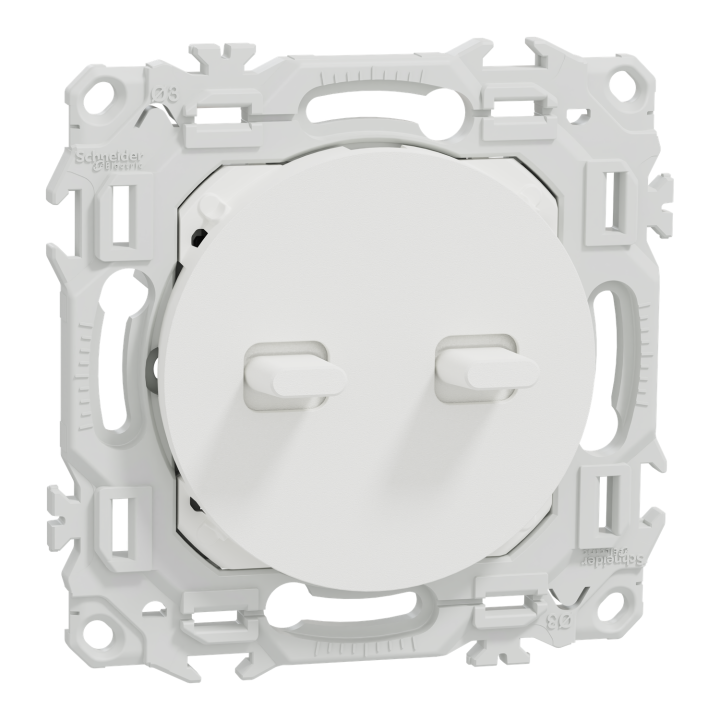 Odace - double va-et-vient ou poussoir à levier - 10AX - blanc craie