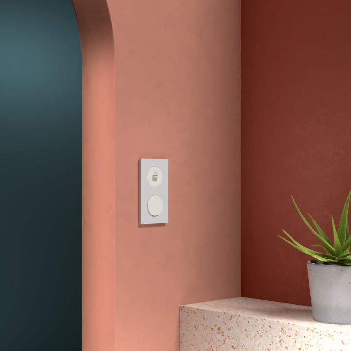 Odace - inter ou poussoir volet roulant 3 positions à levier - blanc craie