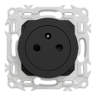 Odace - Prise 2P+T Affleurante - Bornes Automatiques - Noir Onyx