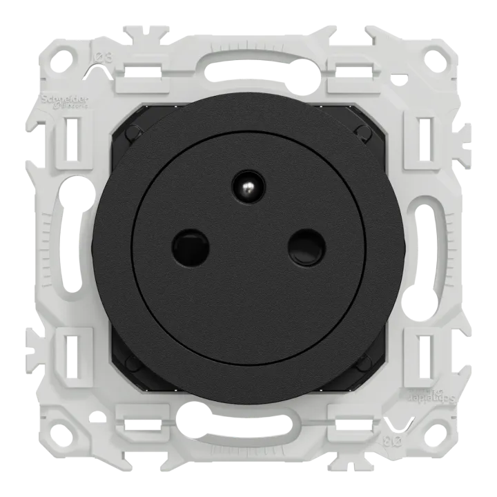 Odace - Prise 2P+T Affleurante - Bornes Automatiques - Noir Onyx