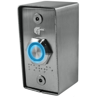 Bouton Poussoir No/Nf , Boîtier Inox , Avec Anneau Lumineux, Montage Applique