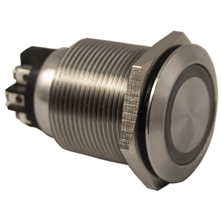 Bouton Poussoir Inox ,No/Nf, Avec Anneau Lumineux