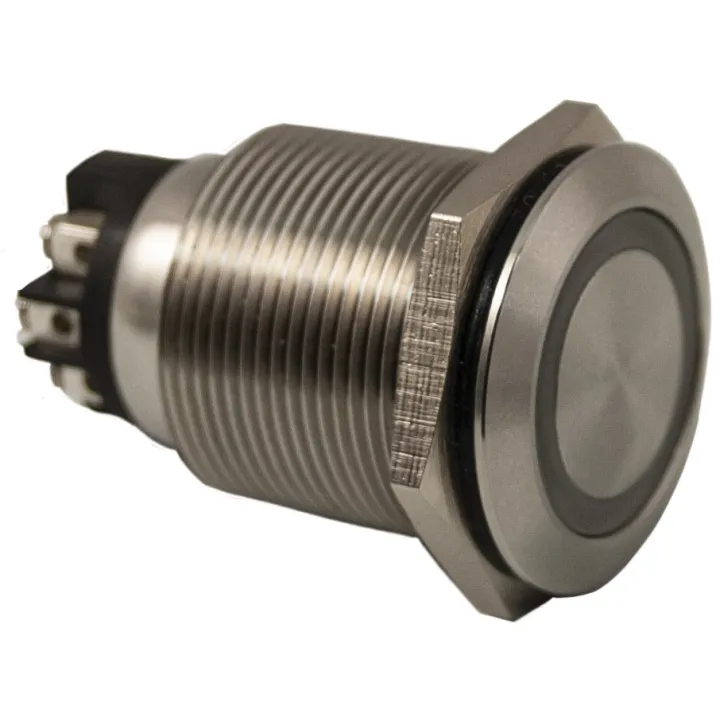 Bouton Poussoir Inox ,No/Nf, Avec Anneau Lumineux