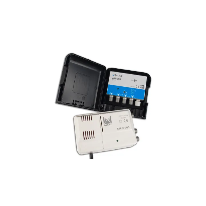 Kit Préamplificateur Mât Am-296(Uhf+32Db-Dab/Fm+20Db) + Alimentation 24Vdc (1E/2S)