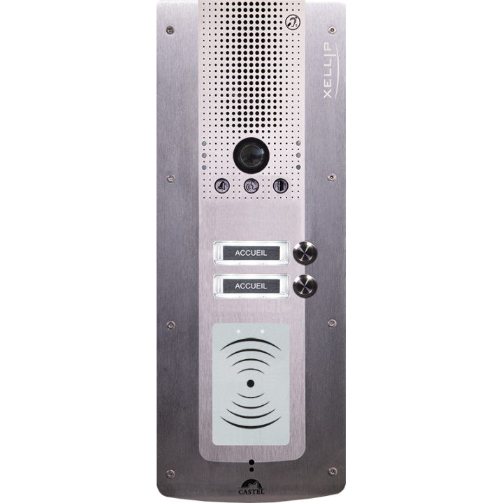 Portier Audio Video Ip/Sip 2 Bp D'Appel Phmr Avec Lecteur 13,56 Mhz Sécurisé