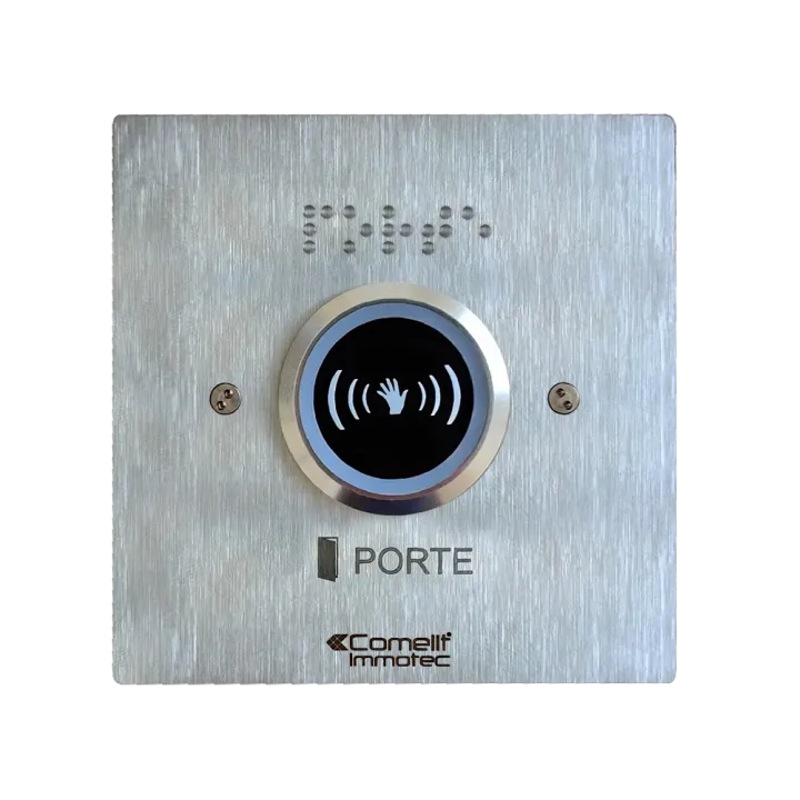 Bouton Infrarouge Lumineux Monté Sur Facade Inox 100X100Mm Pour Pot Diam60