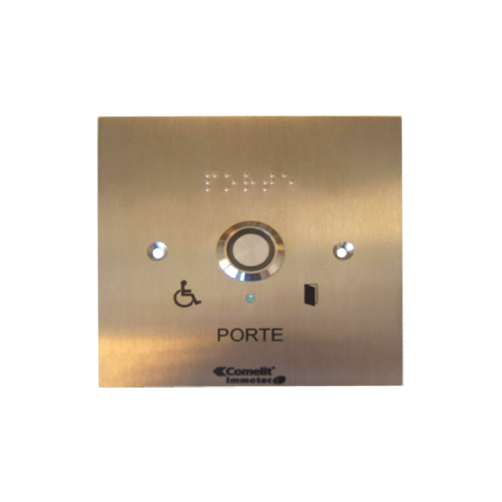 Bouton sonore + led monté sur façade inox 100x100 pour pot diam 65