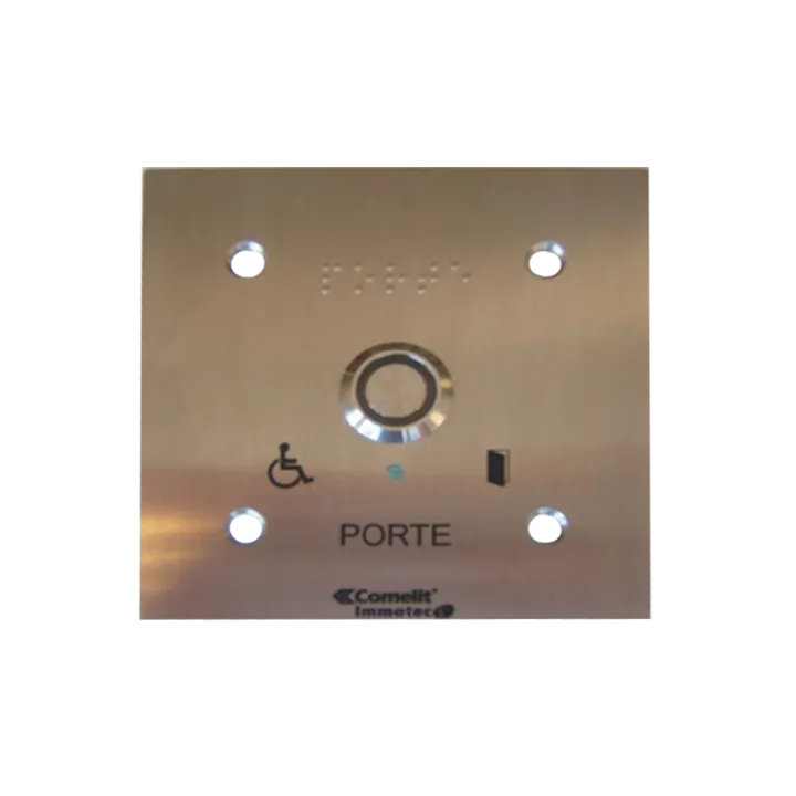 Bouton Sonore + Led Monté Sur Façade Inox 100X100 Gravée Porte Braille