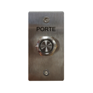 Poussoir inox lumineux C/NO/NF sur façade inox 35 x 60 gravée porte