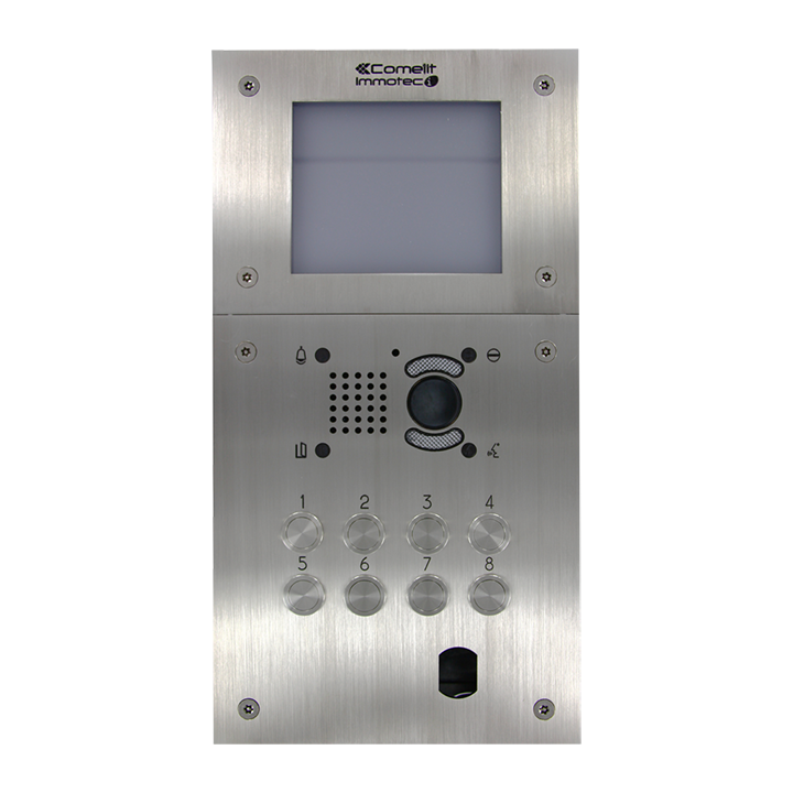 Platine de rue antivandale en inox avec 6 boutons gravés, compatible module