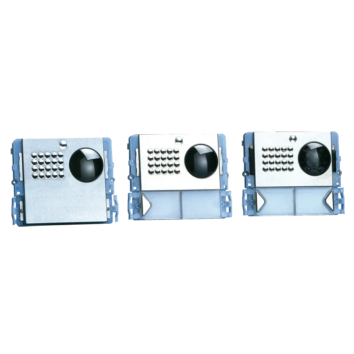 Série Powercom - Module 1 Bouton Inox, Nom, Led Bleue, Audio/Vidéo