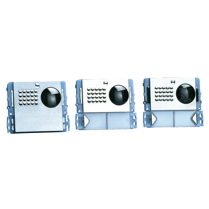 Série Powercom - Module 2 Boutons Inox, Nom, Led Bleue, Audio/Vidéo