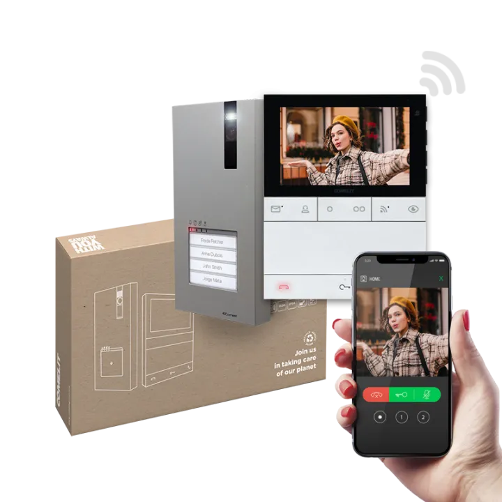 Série People - Kit Vidéo Quadra-People Wi-Fi, App Comelit, Alexa/Google