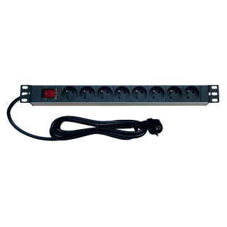Bandeau 19'S' Electrique 1U 8 Prise + Interrupteur
