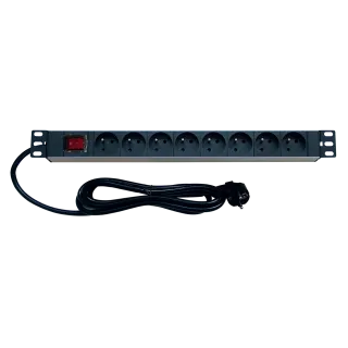 Bandeau 19'S' Electrique 1U 8 Prise + Interrupteur