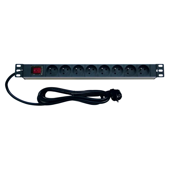 Bandeau 19'S' Electrique 1U 8 Prise + Interrupteur