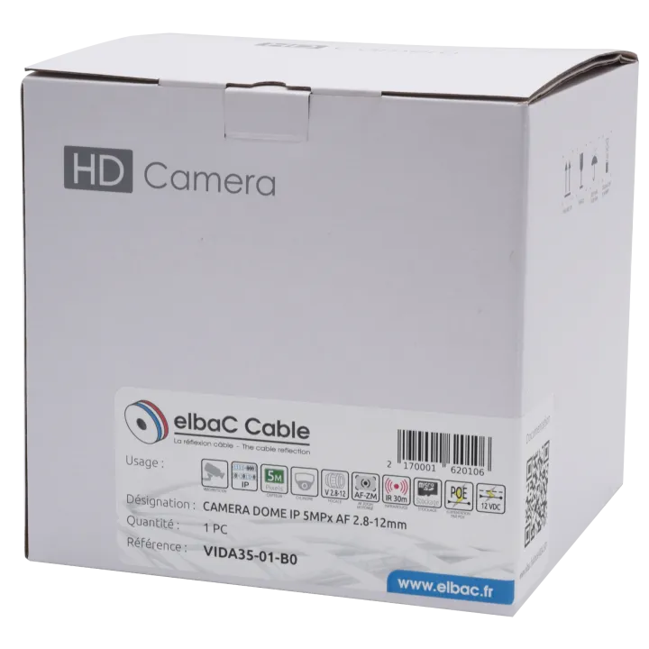 Caméra Caméra Dôme Ip 5Mpx Af 2.8-12Mm Boîte 1 Pc