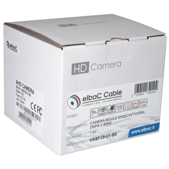 Caméra Boule Ahd/Cvi/Tvi/Pal 2Mpx 2.8Mm Boîte 1 Pc