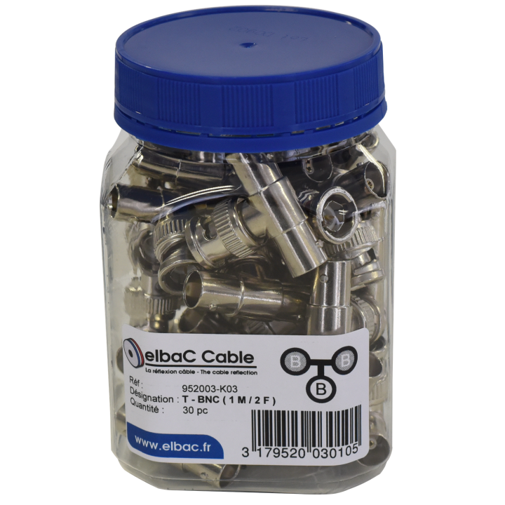 Raccord Bnc En T 1Male/2Femelles Boite 30 Pc