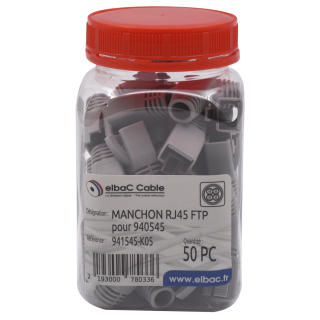 Manchon Gris Rj45 Ftp Cat6A Câble Diam 8 Boite 50 Pc