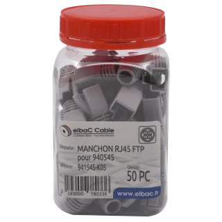Manchon Gris Rj45 Ftp Cat6A Câble Diam 8 Boîte 50 Pc